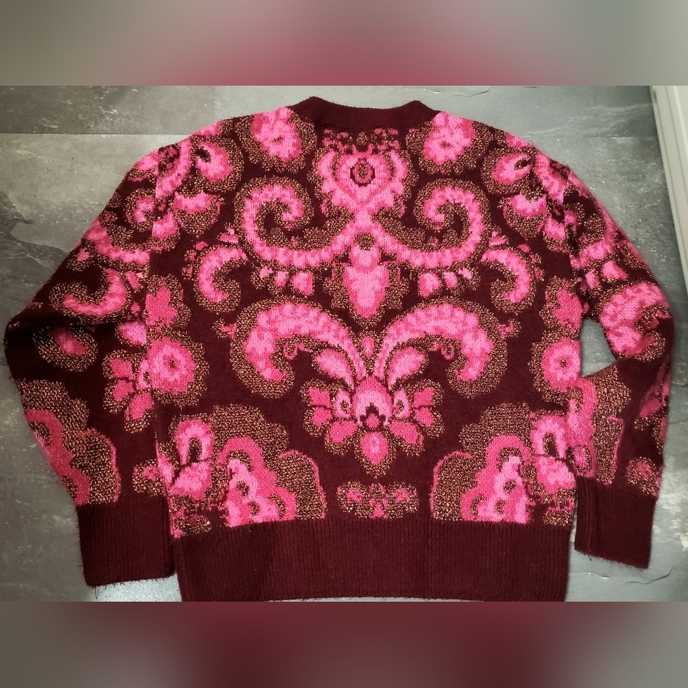 NAF NAF Paris Women's Pink, Burgundy. Metallic Touch. Knit Sweater. Size M. - Picture 4 of 10